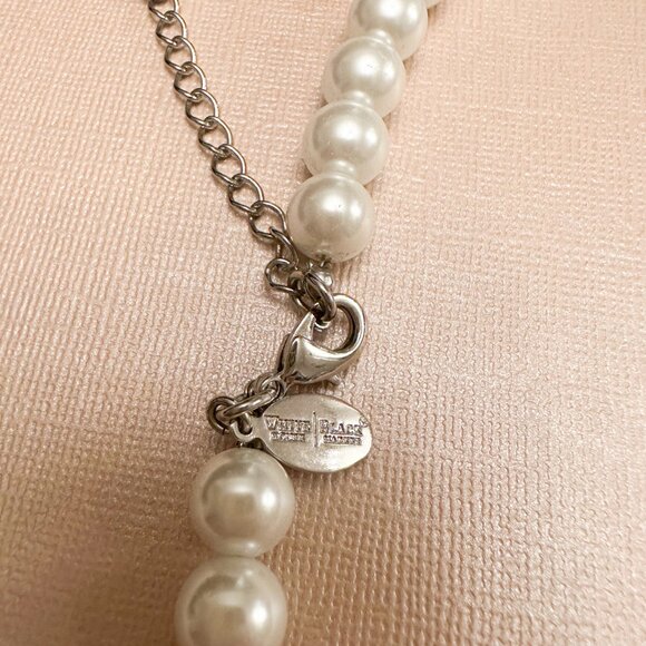 White House Black Market Statement Necklace | Faux Pearl & Rhinestones - Picture 3 of 3